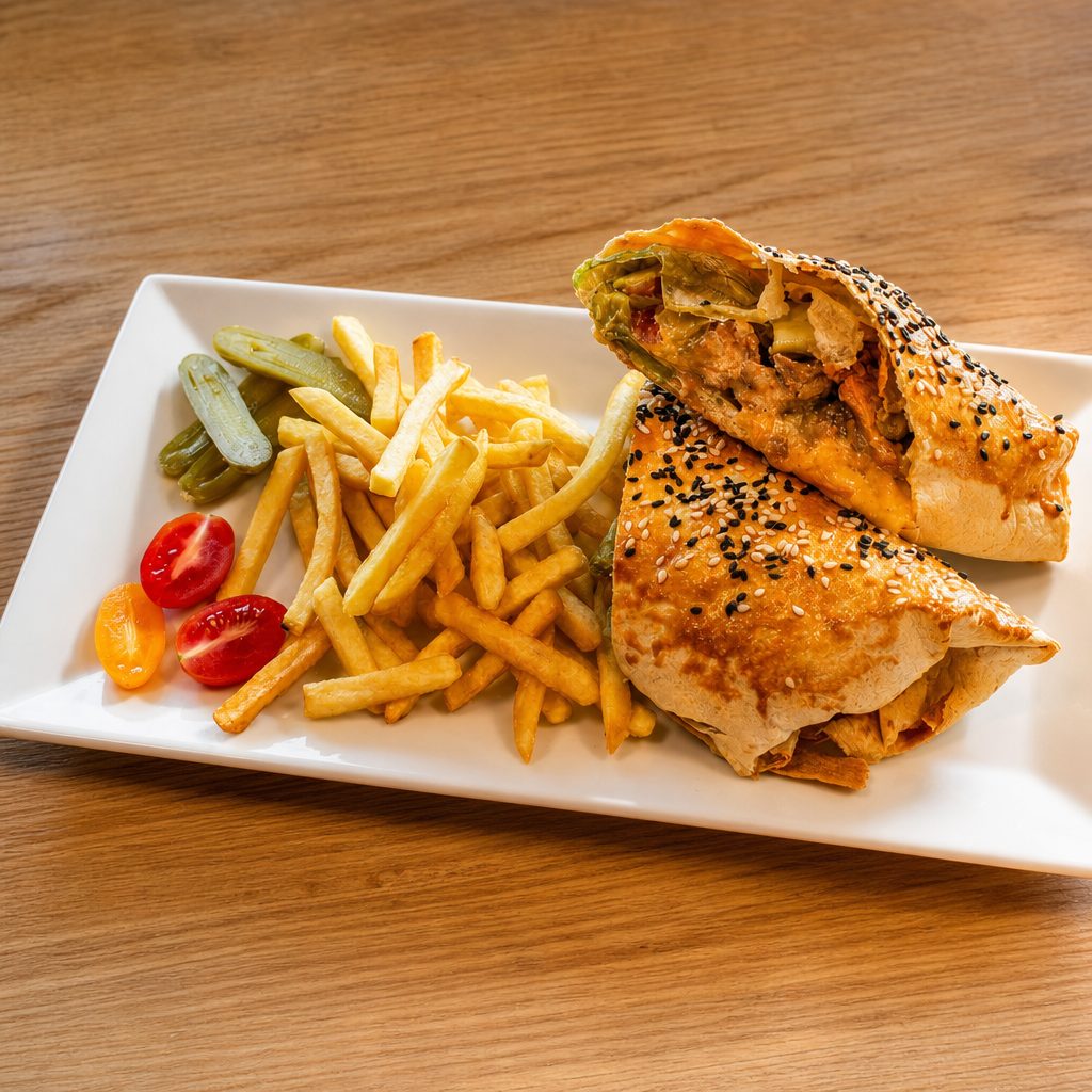Baked Beef Shawarma W/Fries.